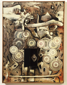 Lucio Del Pezzo, La ballata del vecchio marinaio, 100 x 75 x 10 cm, tecnica mista su tavola, 1961