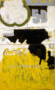 Mario Schifano “Tutta propaganda”, 118 x 198 cm, smalto su cartone su tela, 1963 Collezione privata, Courtesy Fondazione Marconi